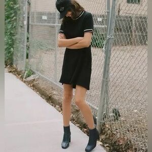 Rag & Bone Short Sleeve Mini Swing Thatch Dress in Black, Size S